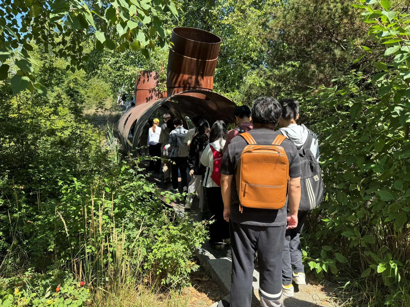 Students capturing field evidence in an urban park